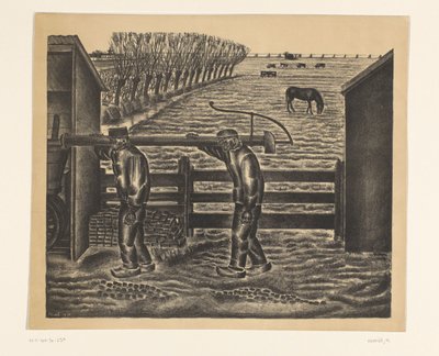 Deux paysans dans un paysage - Henk Henriët (signed by artist)