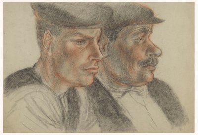 Portrait de deux hommes inconnus avec des casquettes - Henk Henriët