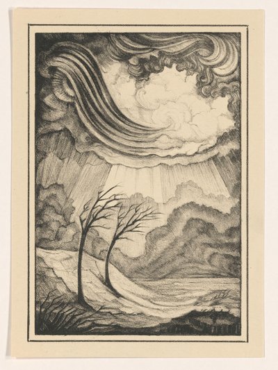 Paysage avec deux arbres dans le vent - Henk Schilling
