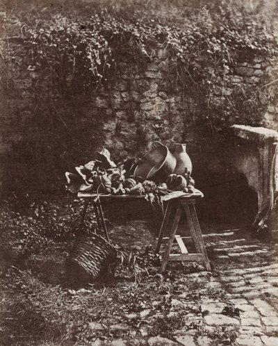 Nature Morte: chaudron, cruche et legumes, sur une table a tretaux (Still Life: Pot, Pitcher and Vegetables on a Sawhorse Table),c. 1852 (photo) - Henri-Victor Regnault