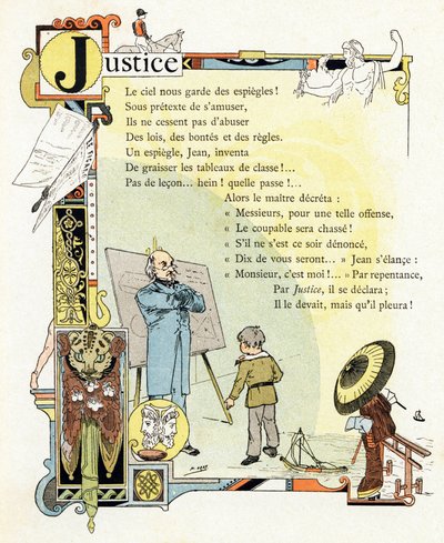 Illustration pour "Alphabet des bons exemples", c.1890 - Henri (1858 1924) Gray