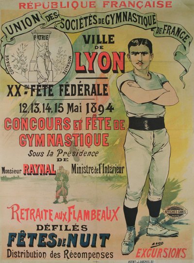 Affiche publicitaire pour un concours de gymnastique à Lyon - Henri  Gray