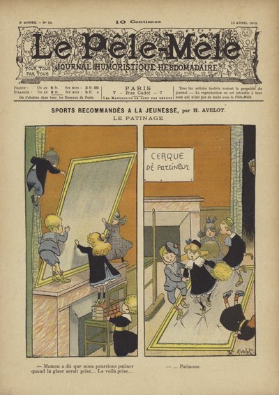 Sports recommandés à la jeunesse. Le patinage. Illustration pour Le Pêle-Mêle, 1902 - Henri Avelot