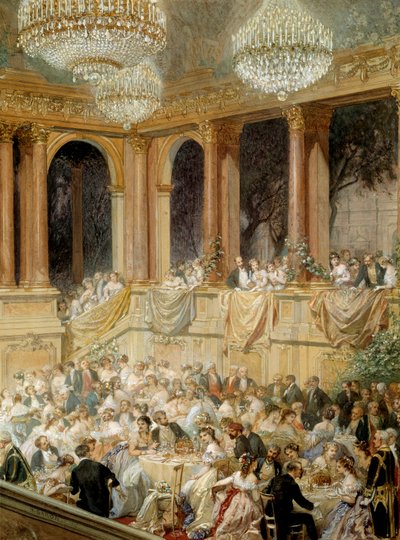Réception donnée aux Tuileries par Napoléon III. Aquarelle par Henri Baron (1816-1885) - Henri Baron