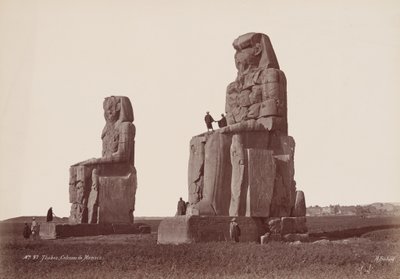 Thèbes, Colosses de Memnon, années 1870 (photo) - Henri Béchard