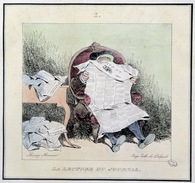 La lecture du journal - dans « Esquisses parisiennes » par Henri Monnier, éd. Delpech, Paris - Henri Bonaventure Monnier