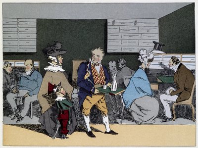 Une heure : visites, dégustation de déjeuner, invitations à dîner - dans « Mœurs administratives » par Henri Monnier - Henri Bonaventure Monnier