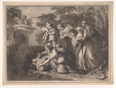 Moïse trouvé par la fille du pharaon - Henri Bonnart