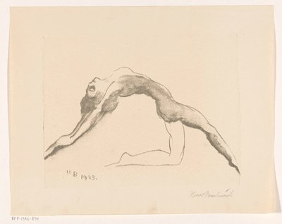 Femme nue sautant en arrière - Henri Braakensiek (signed by artist)