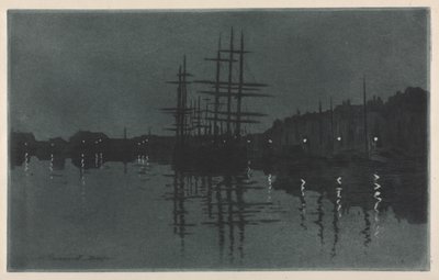 Effet de lune à Dieppe, vers 1885 - Henri Charles Guérard