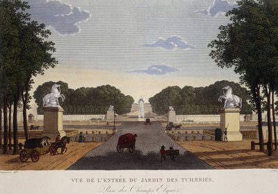 Entrée du jardin des Tuileries vue des Champs-Élysées, vers 1820 - dans "Vues de Paris" par Courvoisier - Henri Courvoisier Voisin
