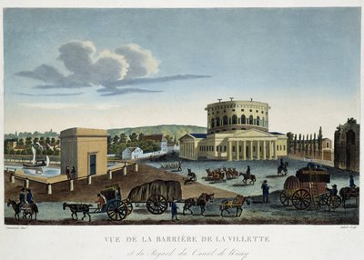 La barrière de la Villette, vers 1820 - dans "Vues de Paris" par Courvoisier - Henri Courvoisier Voisin