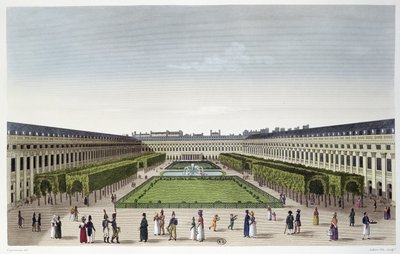 Vue des jardins du Palais Royal, vue des Galeries de Bois, gravée par Aubert Fils, vers 1815-20 - Henri Courvoisier Voisin