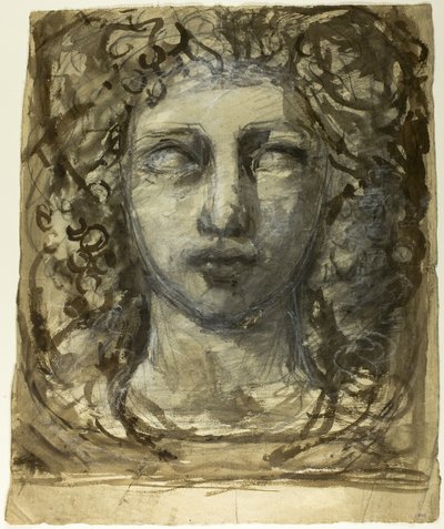Étude de tête féminine (recto) ; Tête masculine classique (verso) - Henri Cros