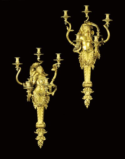 Paire de bras de lumière à cinq branches - Henri Dasson