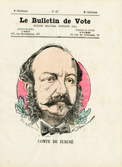 Bulletin 2e série, Satirique en couleurs : De Juigné Comte - Illustration par Henri Demare (1846-1888) - Henri Demare