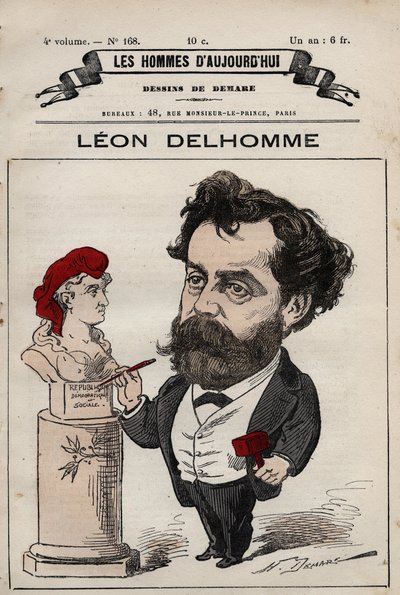 Caricature de Léon Alexandre Delhomme (1841-1895) sculpteur français de 