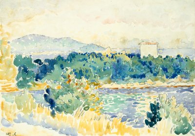 Paysage méditerranéen avec une maison blanche - Henri Edmond Cross