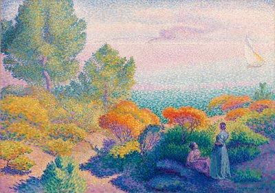 Deux femmes au bord de la mer, Méditerranée - Henri Edmond Cross