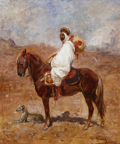 Un Arabe à cheval dans un paysage désertique - Henri Emilien Rousseau