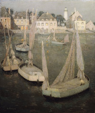 Port Breton au Clair de Lune - Henri Eugene Augustin Le Sidaner