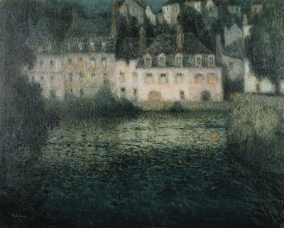 Maison sur la rivière au clair de lune, Quimperlé - Henri Eugene Augustin Le Sidaner