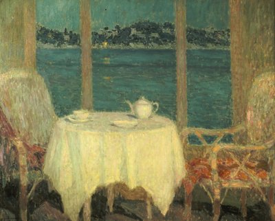 La terrasse devant la baie de St. Tropez - Henri Eugene Augustin Le Sidaner
