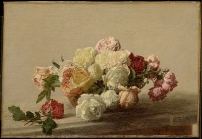 Bol de roses sur une table en marbre - Henri Fantin-Latour