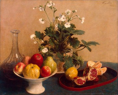Fleurs, Plat avec Fruits et Carafe - Ignace Henri Jean Fantin Latour
