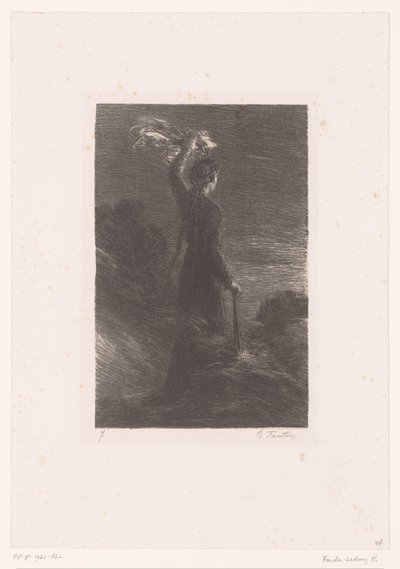 Isolde donne le signal convenu à Tristan Tristan et Iseult. Acte II. Signal dans la nuit Leven en werken van Richard Wagner (titre de la série) - Ignace Henri Jean Fantin Latour