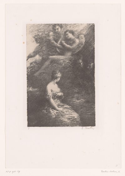 Marguerite apparaît à Faust et Méphisto depuis le ciel (La Damnation de Faust. Apparition de Marguerite) - Ignace Henri Jean Fantin Latour