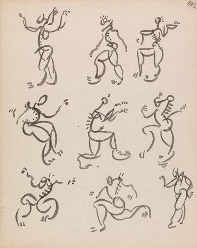Neuf figures dansantes, en trois registres - Henri Gaudier Brzeska