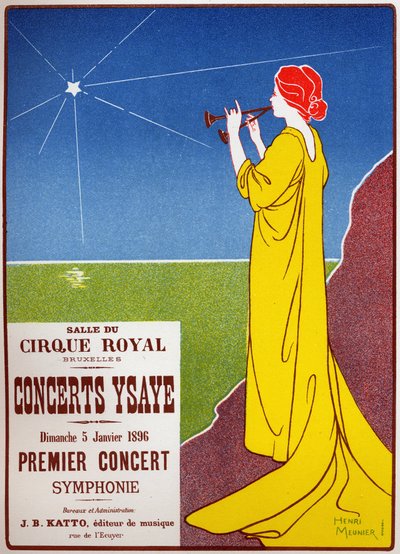 Musique. Concerts Ysaye à Bruxelles. Affiche par H. Meunier, Belgique - Henri Georges Jean Isidore Meunier
