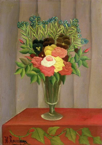Fleurs sur fond lavande - Henri J.F. 1844 1910 Rousseau