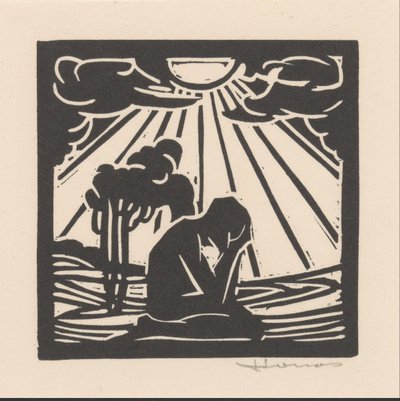 Figure agenouillée dans un paysage avec des arbres - Henri Jonas (signed by artist)