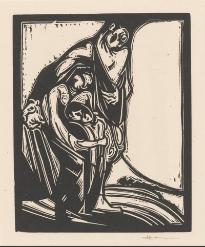 Homme, femme et enfant - Henri Jonas (signed by artist)