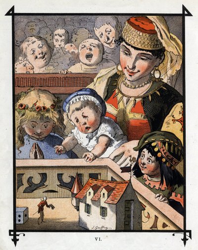 Lemuel Gulliver au pays des géants de Brobdingnag est une curiosité pour les enfants. Illustration pour « Les Voyages de Gulliver » par Jonathan Swift (1667-1745) - Henri Jules Jean Geoffroy