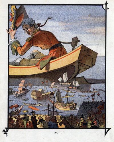 Lemuel Gulliver dit au revoir aux Lilliputiens. Illustration pour « Les Voyages de Gulliver » par Jonathan Swift (1667-1745) - Henri Jules Jean Geoffroy
