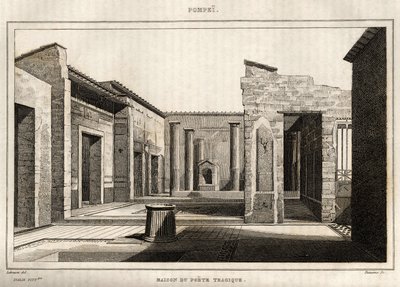 La maison du poète tragique, à Pompéi, gravure par Labrouste - Henri Labrouste
