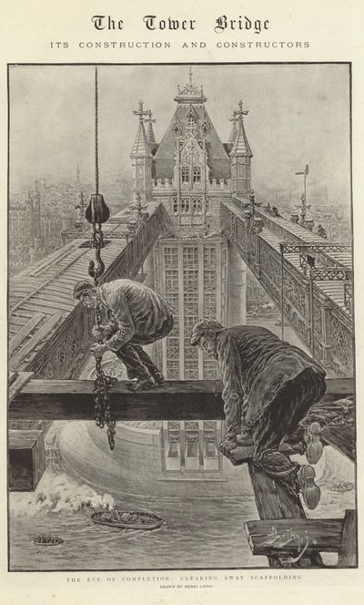 Le Tower Bridge, sa construction et ses constructeurs (litho) - Henri Lanos