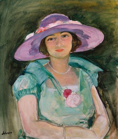 Portrait de Marthe Lebasque avec un chapeau violet - Henri Lebasque