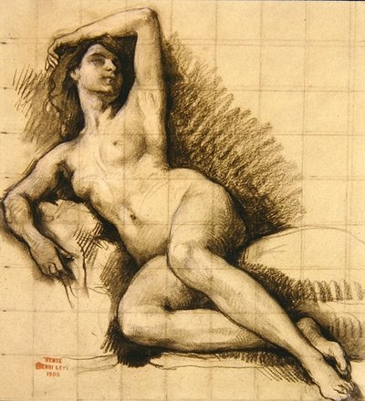 Étude - Nu féminin allongé - Henri Leopold Levy