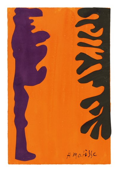 Arabesques noires et violettes sur fond orange - Henri Matisse