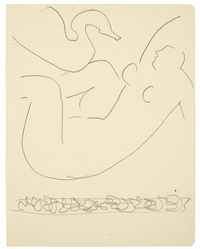 Etude (Léda et le cygne) (black Conté crayon on paper) - Henri Matisse