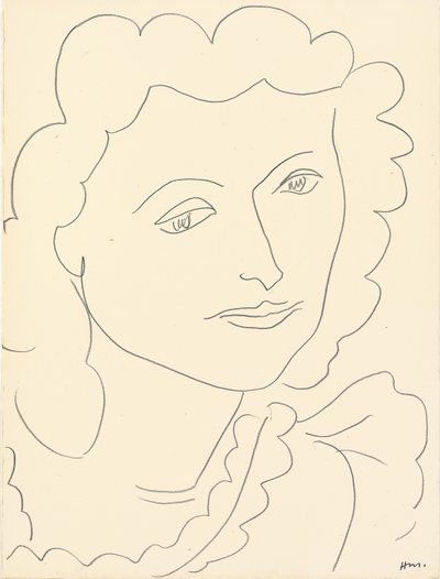 Large Head (Lucienne) (crayon on paper) - Henri Matisse