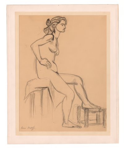 Nu féminin assis, un pied sur un tabouret - Henri Matisse