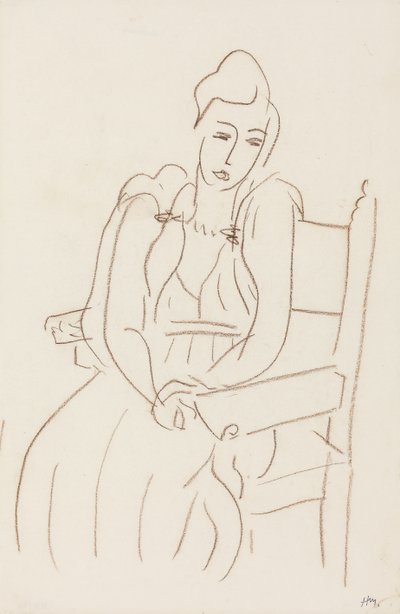 Femme assise (crayon de cire brun sur papier) - Henri Matisse