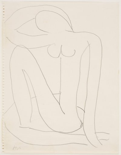 Femme assise avec un bras sur la tête (crayon sur papier) - Henri Matisse