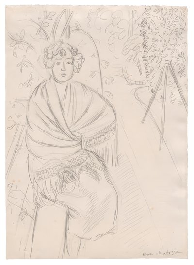 Femme avec un châle, dans un jardin - Henri Matisse