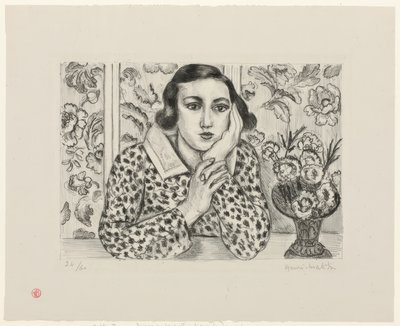Jeune fille accoudée à un paravent fleuri - Henri Matisse